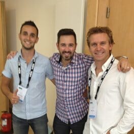 Juin 2013 : Hugo et Daniel aux côtés de Rand Fishkin de Moz, lors du SMX Paris