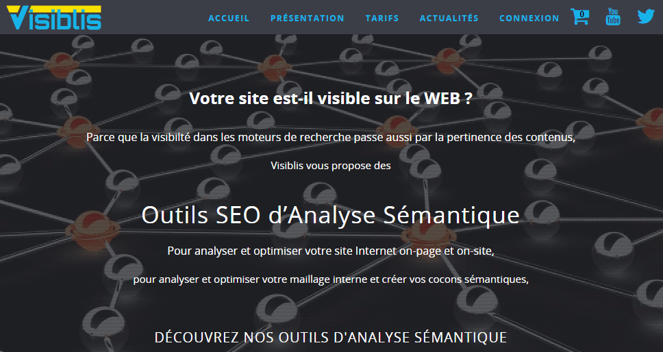 Capture d'écran du site Visibilis, l'outil d'analyse sémantique