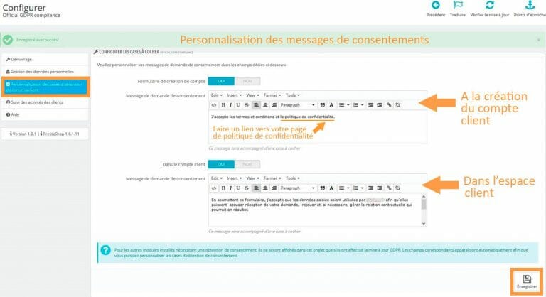 Modification des messages par défaut du module Prestashop