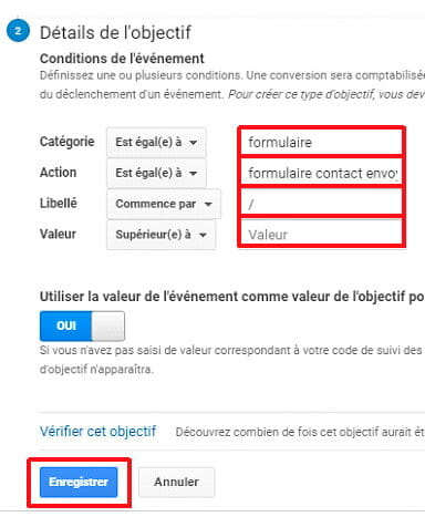 Conditions de l'événement tag manager