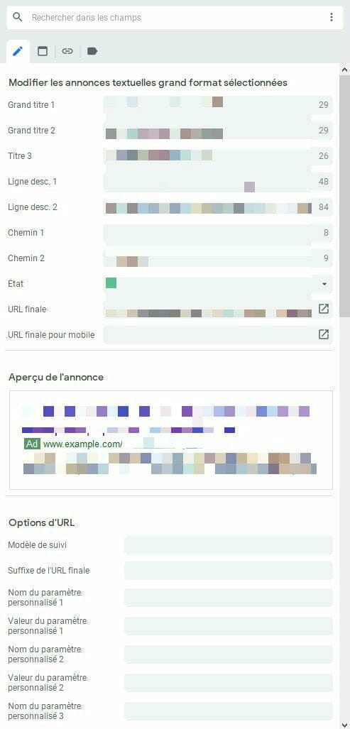 configuration des champs