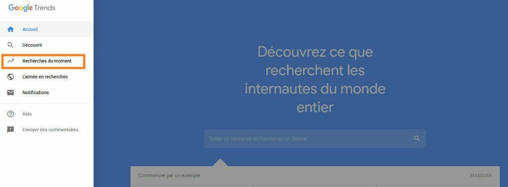 recherche du moment google trends