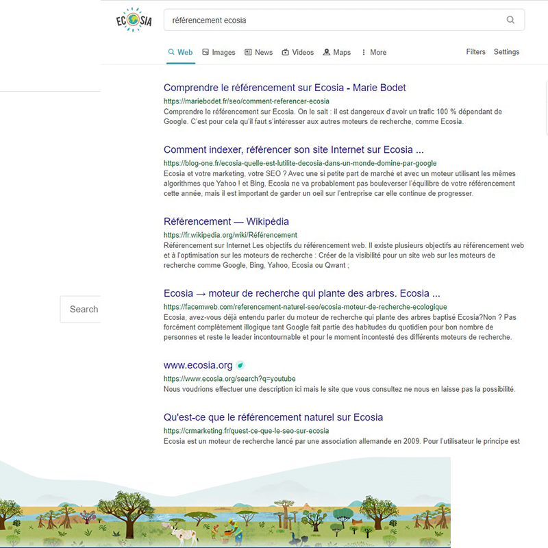 Résultats naturels Ecosia