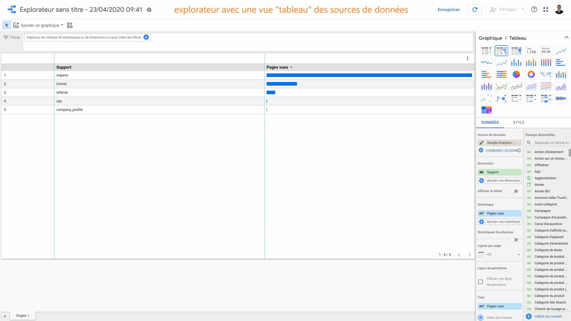 explorateur google data studio