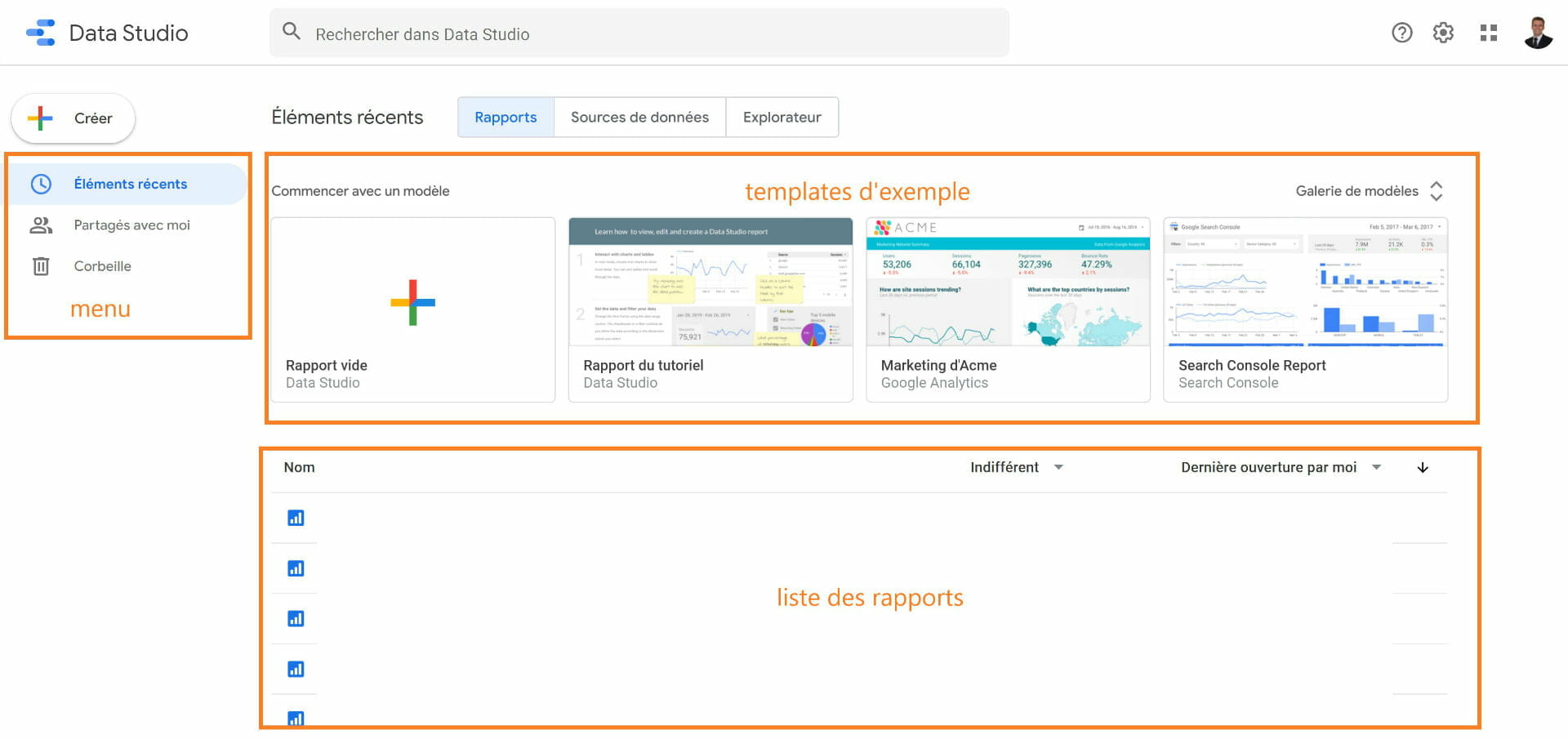 interface google data studio