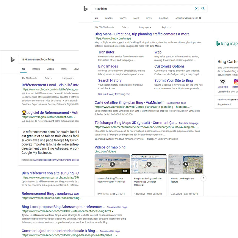 Recherche universelle Bing
